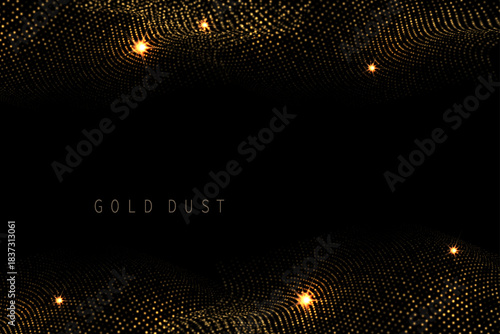 An isolated background with an exquisite gold wavy pattern with glitter.