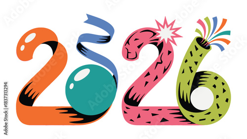 2026 Celebration: An artistic design celebrates the arrival of 2026, bursting with festivity and optimism. The design's vibrant colors symbolize hope, joy, and the excitement of a fresh start. 