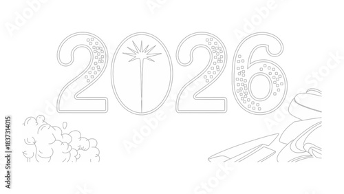 2026 futuristic style: A creative digital image that combines the numerical year 2026 with a futuristic theme