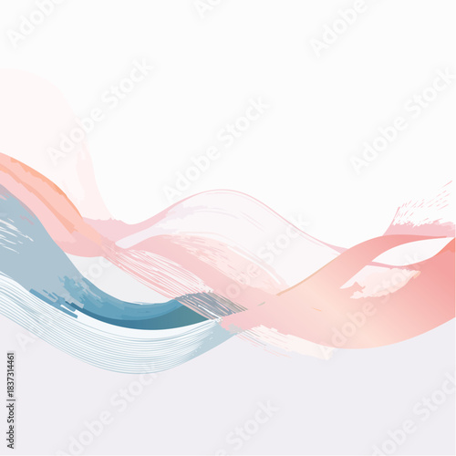 Abstract pastel brushstroke waves flowing gracefully across a soft gradient background.
