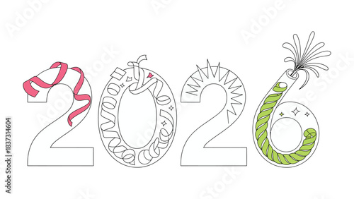 New Year Celebration 2026: An illustrated depiction of the year 2026, filled with festive elements like confetti and streamers, perfectly embodies the excitement and anticipation of new beginnings.