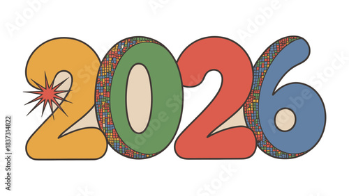 2026: A vibrant and colorful design that presents the number 2026 in a stylish and attractive way, perfectly suited for New Year's or future event promotions.