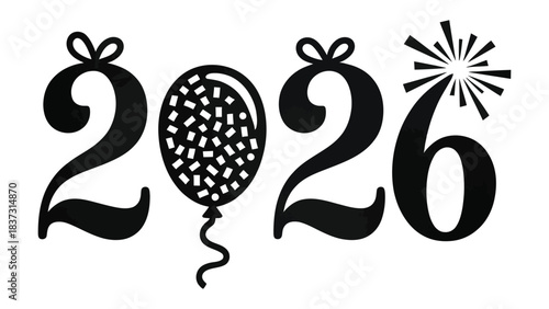 2026: Celebratory typography with an elegant style, perfect for evoking a sense of joy and anticipation for upcoming events or new year celebration.