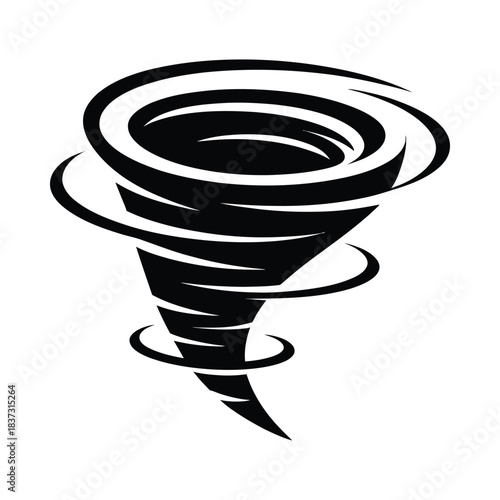 Tornado illustration with swirling funnel cloud