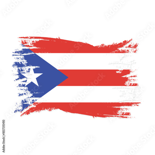 Distressed flag of puerto rico with bold stripes and a prominent white star