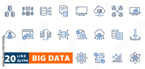 big data icon glyph outline