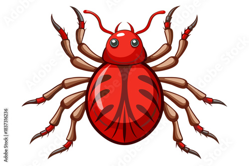 High-quality illustration of a tick insect with realistic detail and color. This vector graphic shows the tick’s body structure, legs, and texture, perfect for educational, scientific, and medical pur