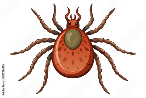 High-quality illustration of a tick insect with realistic detail and color. This vector graphic shows the tick’s body structure, legs, and texture, perfect for educational, scientific, and medical pur