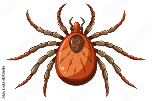 High-quality illustration of a tick insect with realistic detail and color. This vector graphic shows the tick’s body structure, legs, and texture, perfect for educational, scientific, and medical pur