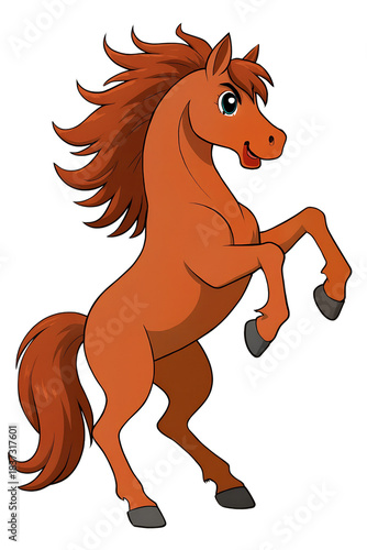 
Cute red horse character standing on hind legs isolated on transparent background