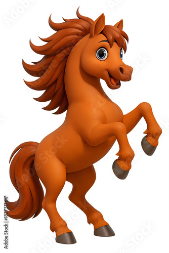 
Cute red horse character standing on hind legs isolated on transparent background
