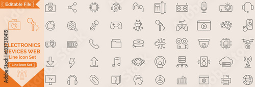 Web icons set. Business, Finance, Teamwork, E-Сommerce, Delivery, Contact, Devices, Shopping, Technology, Banking icon. Line icons big collection. Editable stroke icons set. Vector