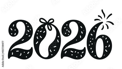 New Year 2026 Celebration: A decorative illustration for a prosperous year, numbers forming the new year's milestone with artistic detail.