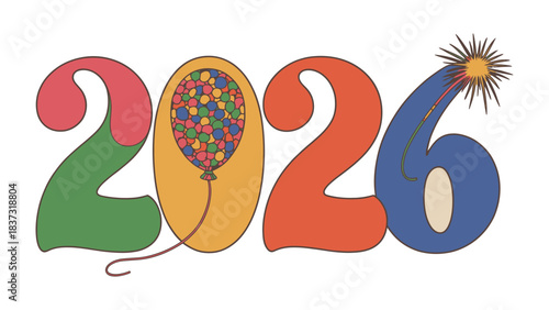 New Year's Eve 2026: A vibrant and colorful design marks the arrival of the year 2026, offering a promise of new beginnings, celebrations, and festive occasions.