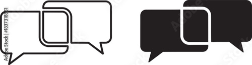 Overlapping speech bubbles icon set for communication apps, chat, messaging, and online dialogue representation vector graphic design
