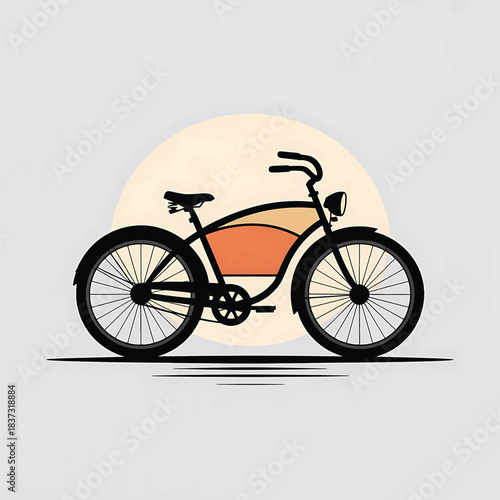 Stylized cruiser bicycle vector illustration with light background