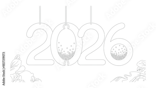 New Year 2026: Elegant, minimalist design celebrating the arrival of the year 2026, offering a clean, contemporary feel.