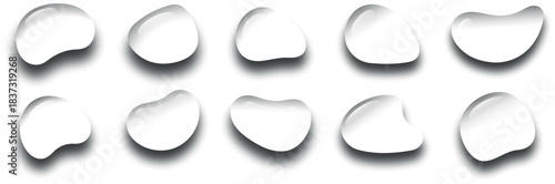 Transparent Water Drops Set Isolated On White Background Realistic Liquid