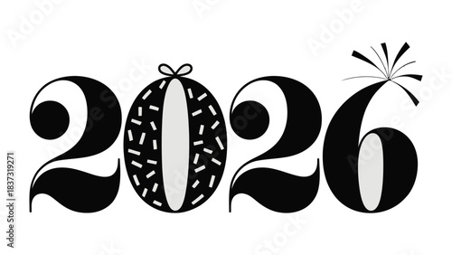 New Year 2026: A minimalist, contemporary representation of the year 2026 is displayed, ready for use as a festive greeting or design asset.