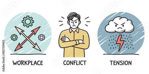 Workplace conflict and tension concept illustration