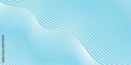 Deep sky blue gradient abstract background with stripes curve line vector image