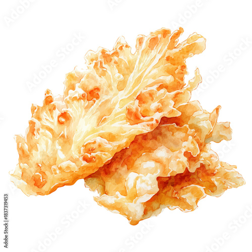 Tempura, watercolor illustration, vector style, isolated on a white background.