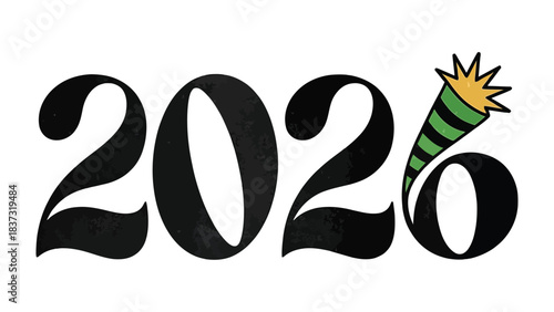 2026 Celebration Concept: The vibrant numerals 2026 boldly display a celebratory theme with a cheerful party horn, inviting a feeling of excitement and anticipation.