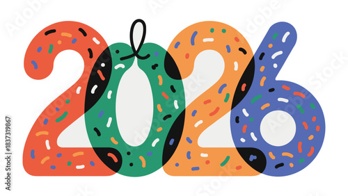 A Glimpse into the Future: A colorful and creatively designed 2026 illustration, showcasing the anticipation and excitement for the upcoming year. 