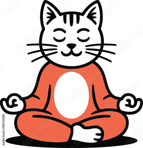 Serene meditating cat in lotus yoga pose for peace and mindfulness.