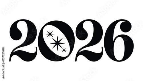 A Glimpse of the Future: An illustrative design element showcasing the year 2026, emblazoned with a modern font and celestial motifs, evoking a sense of anticipation and forward-thinking.