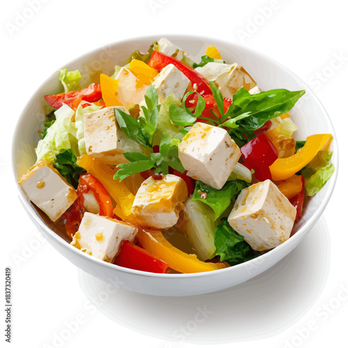 Tofu Stir Fry in watercolor style, vector illustration, isolated on white background.