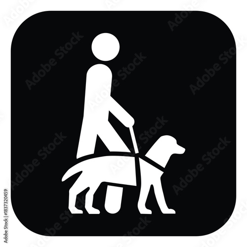 Guide Dog Accessibility Icon – Person with Service Animal Silhouette