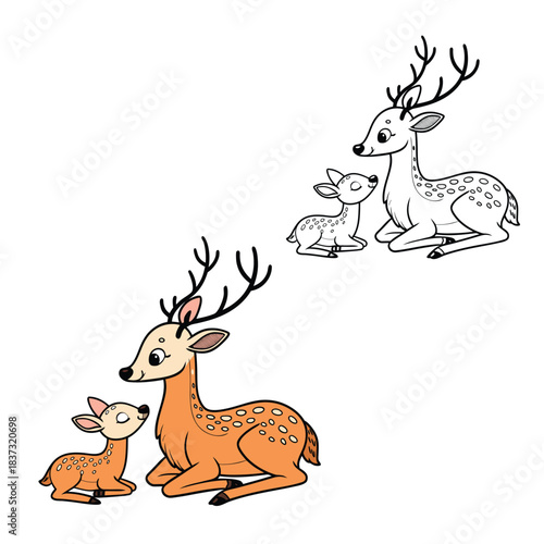 coloring book for kid deer vector