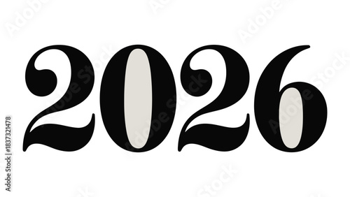 New Year Countdown: The year 2026 is elegantly displayed with bold typography, symbolizing a forward-looking perspective. Representing a significant date, this image is perfect for various themes.