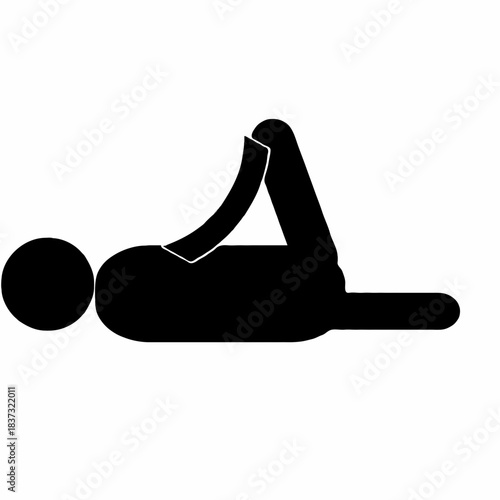 Figure performing a yoga pose lying on back with knees bent upward