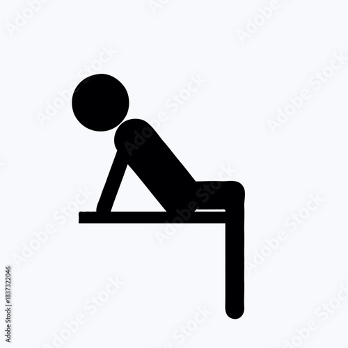 Stick figure performing a bench dip exercise for triceps strength building