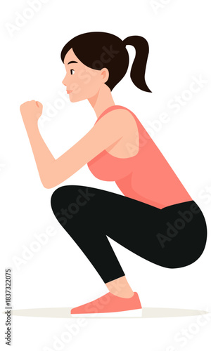  Woman squat exercise fitness leg workout