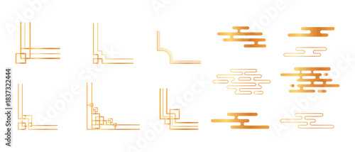 Korean traditional frames, line borders set with knot corners ornament.