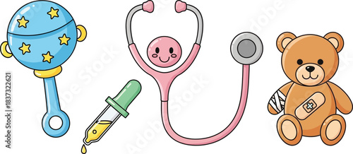 Pediatrics and Child Healthcare Vector Icons
