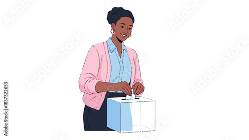 African American woman casting her vote in a ballot box.