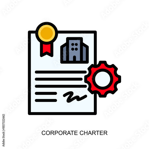 Corporate Charter Color Lineal Color Icon