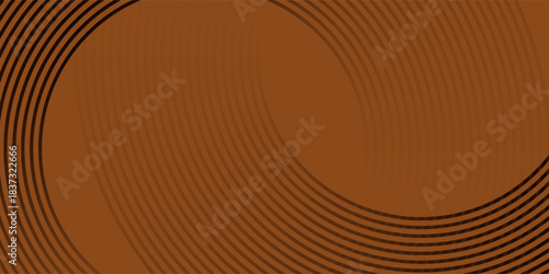 Brown background with black circle halftone abstract. 3D line circle stripes. Vector illustration