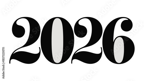 Numeral 2026: Bold numerals with a stylish design, perfect for signifying the future or a significant year.