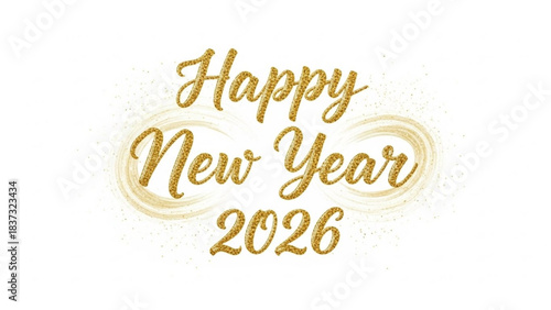Greeting of New Year 2026: Celebrate the dawn of a New Year with this festive greeting design, perfect for spreading joy and well wishes for the coming year. This design is clean and elegant.