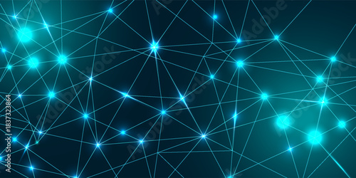 Abstract line technology network on dark blue background