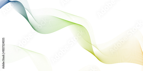 Abstract blue, green, and yellow gradient transparent on white background. Creative lines art for design of website, wallpaper or landing pages. Vector illustration. eps10
