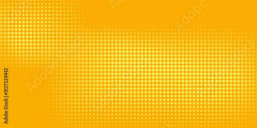 Yellow dots halftone pattern. Retro comic orange gradient background.