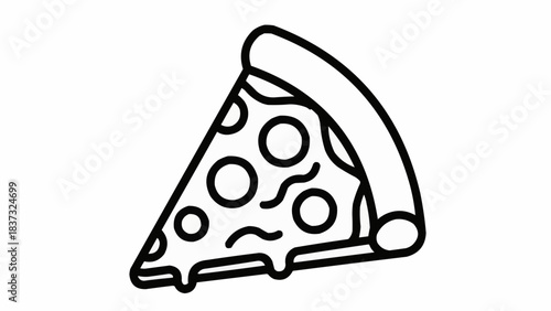 A simple black line drawing of a pizza slice on a plain white background viewed from the side