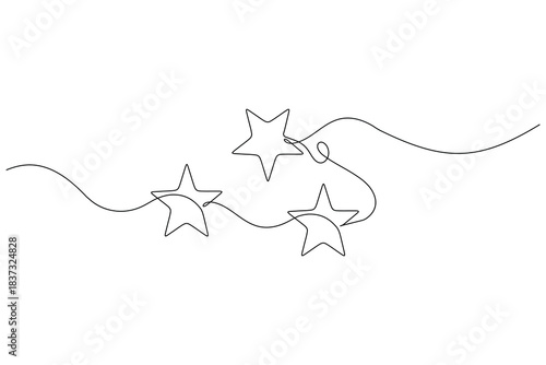 Star one line drawing, clean, minimalist outline illustration