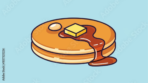 A stack of pancakes with butter and syrup, a sweet breakfast treat, viewed from above, digital illustration, 8 dec_dtfqhk_fx.svg reference